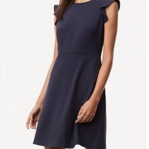 LOFT Navy Pinstripe Flutter Dress SZ 6